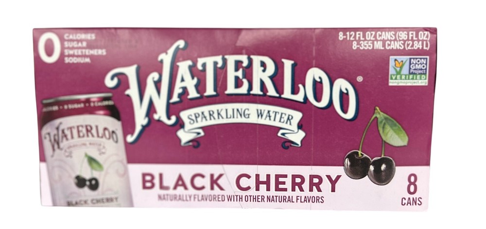 Waterloo Black Cherry Sparkling Water 8 Pack