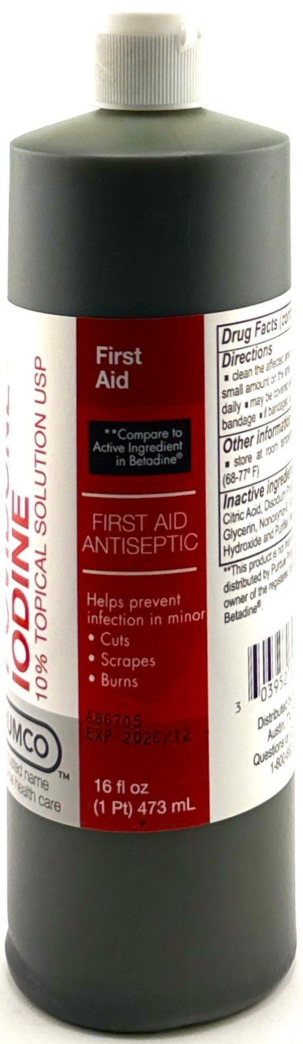 Humco Povidone Iodine 10% Topical Solution Antiseptic For Minor Cuts 16 Fl Oz
