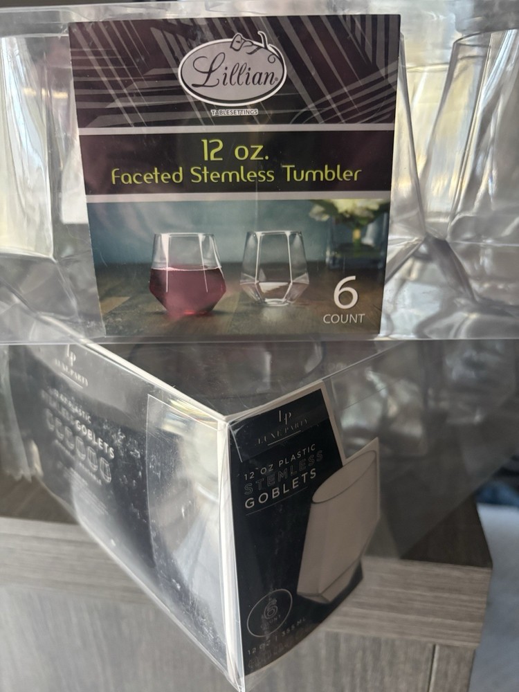 Plastic Stemless Barware 12oz Washable Reusable Geometric Party