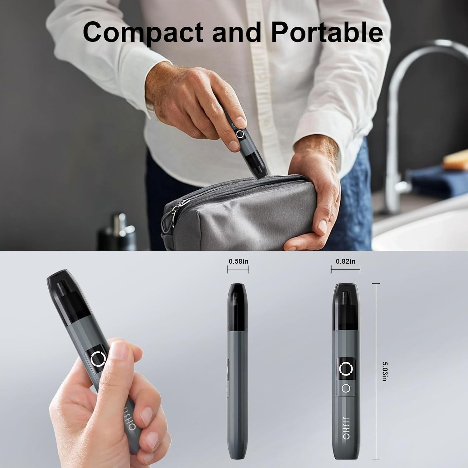 Ear and Nose Hair Trimmer with LED indicator USB Rechargeable Water Resistant
