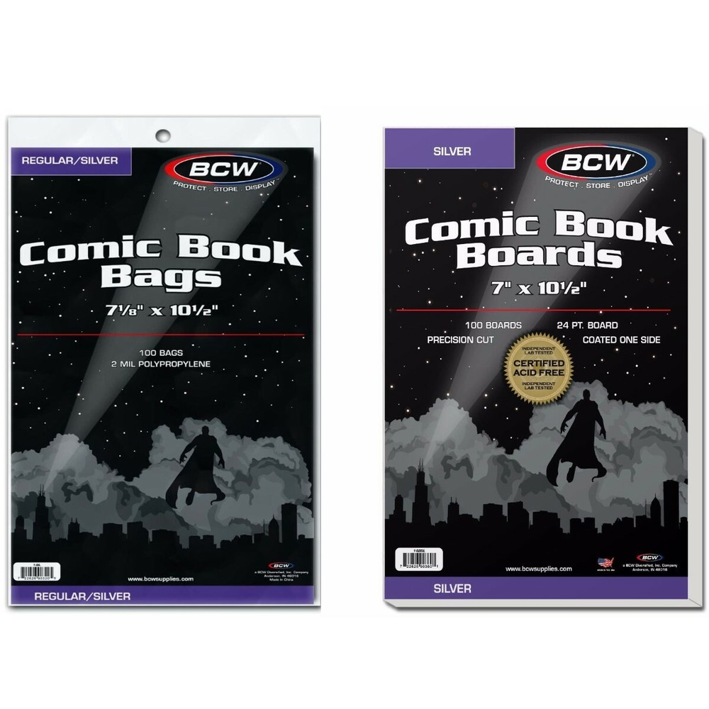 200 - BCW Silver Age  Polypropylene Comic Book Bags & Backing Boards Combo Set