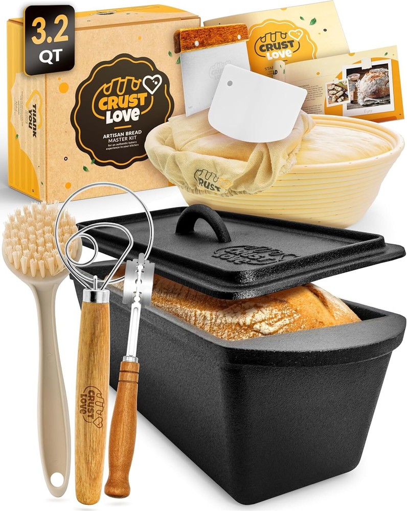 Rectangular Cast Iron Dutch Oven for Baking Bread - 3.2QT Cast Iron Bread Oven