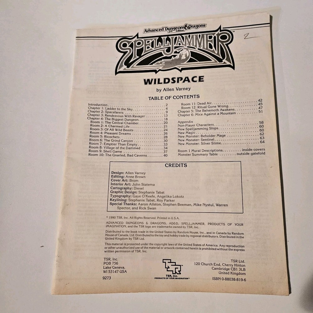 TSR Spelljammer Wildspace Missing The Cover