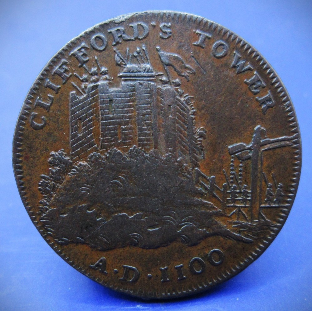 YORK CLIFFORDS TOWER HALFPENNY 1795 TOKEN