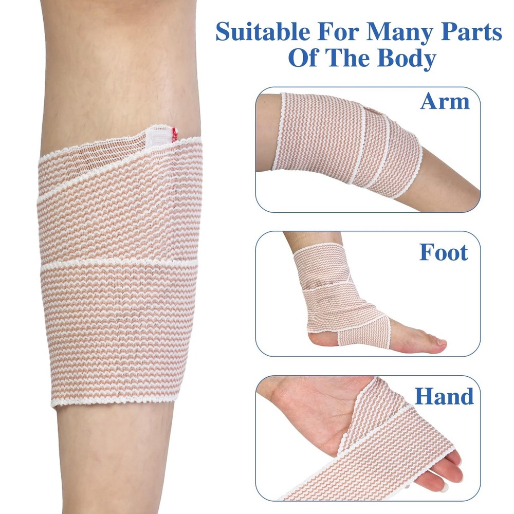 6 Pack Premium Elastic Bandage Wrap, Compression Wrap for Legs,...