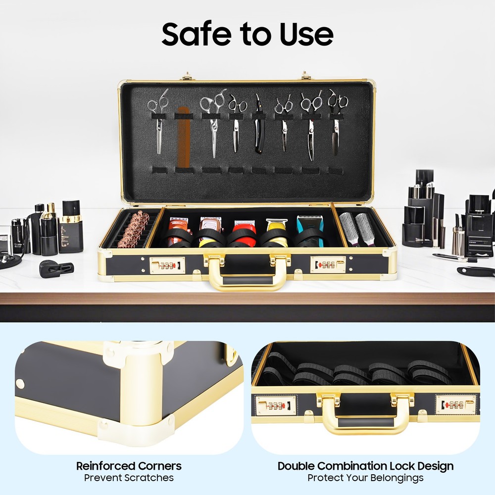 Barber Stylist Suitcase Clippers Trimmers Scissors Combs Storage Box Tool Case