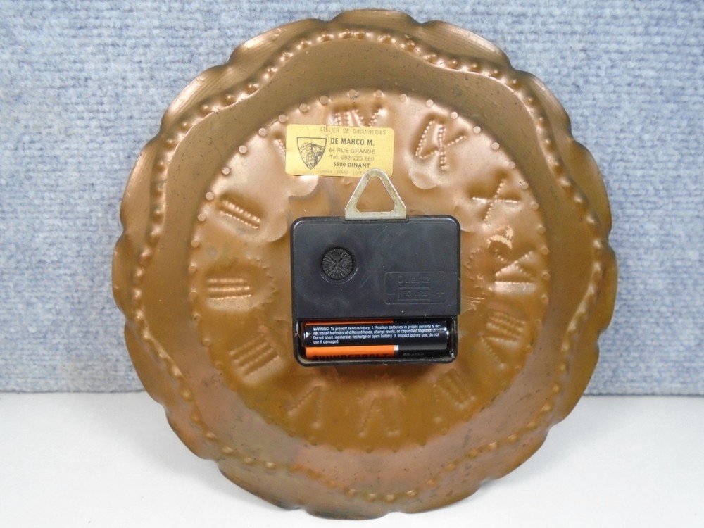 VTG. COPPER WALL CLOCK DINANDERIE DE MARCO DINANT HANDMADE