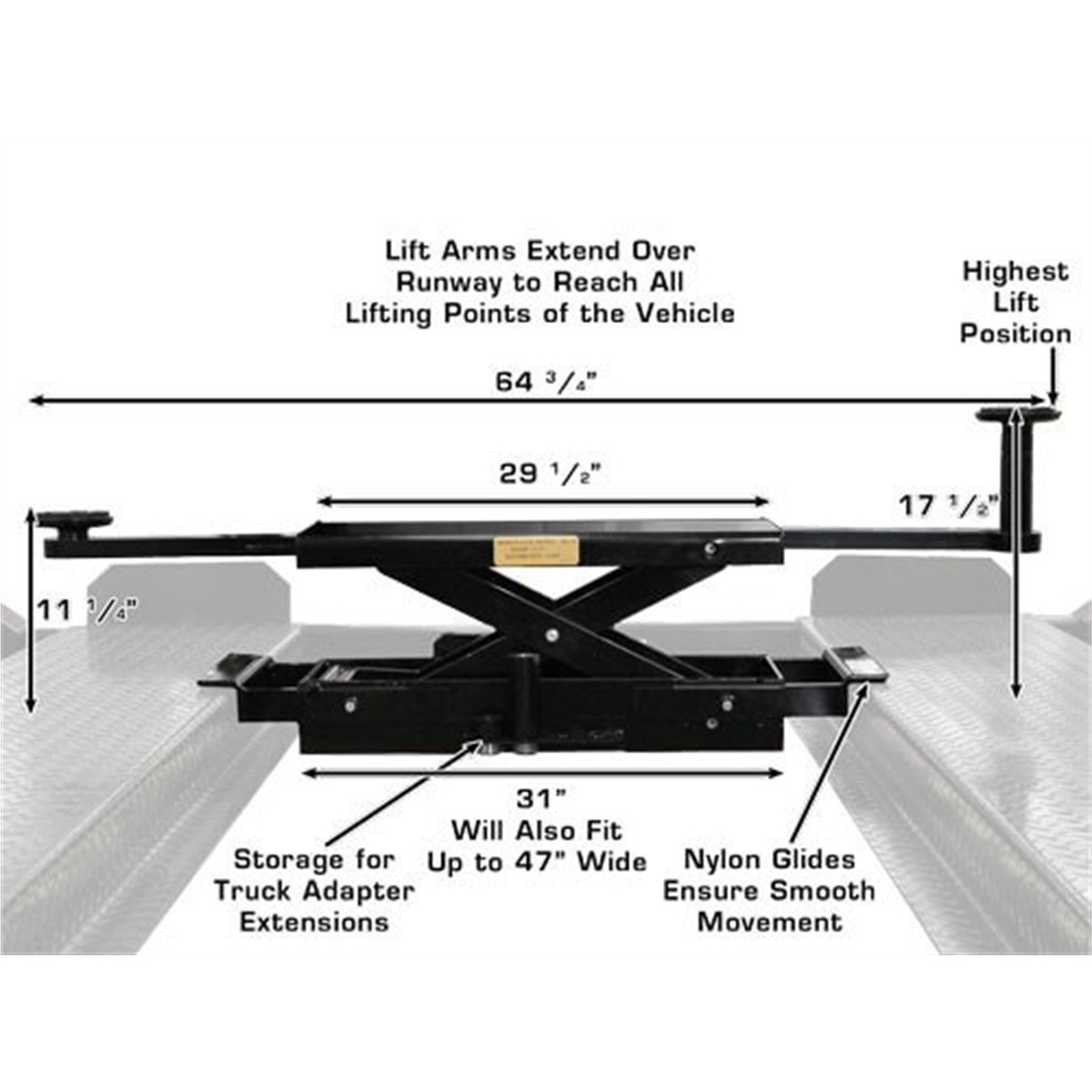 Atlas PROJACK35 Sliding Bridge Jack 3,500 lb. Capacity for Four-Post Lifts