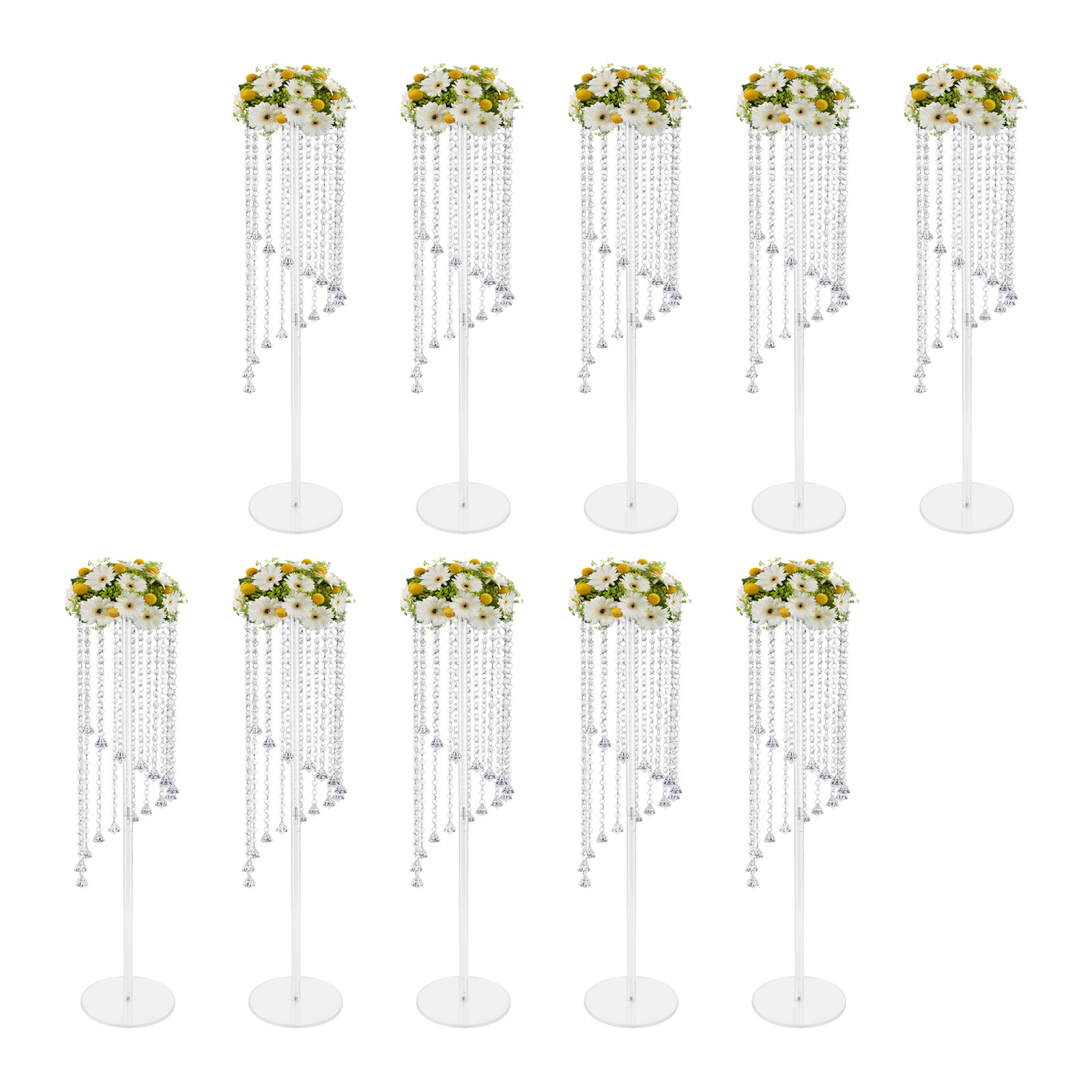 10* Crystal Flower Stand Wedding Centerpieces For Tables 80cm Tall Flower Stand