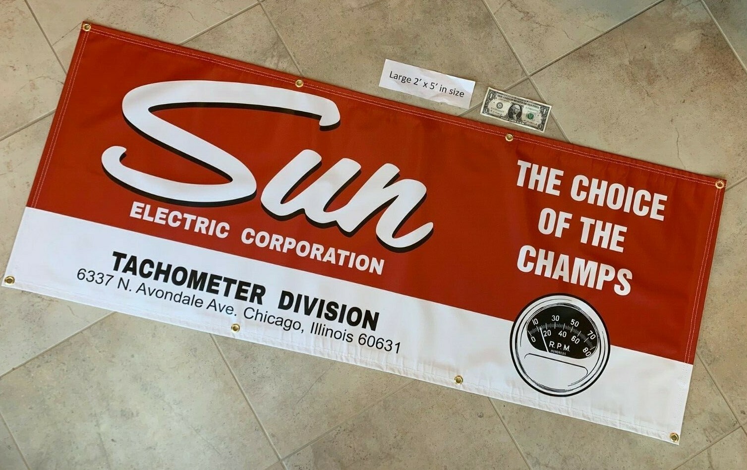 SUN TACHOMETER Garage Banner Sign (Large 2'x5')