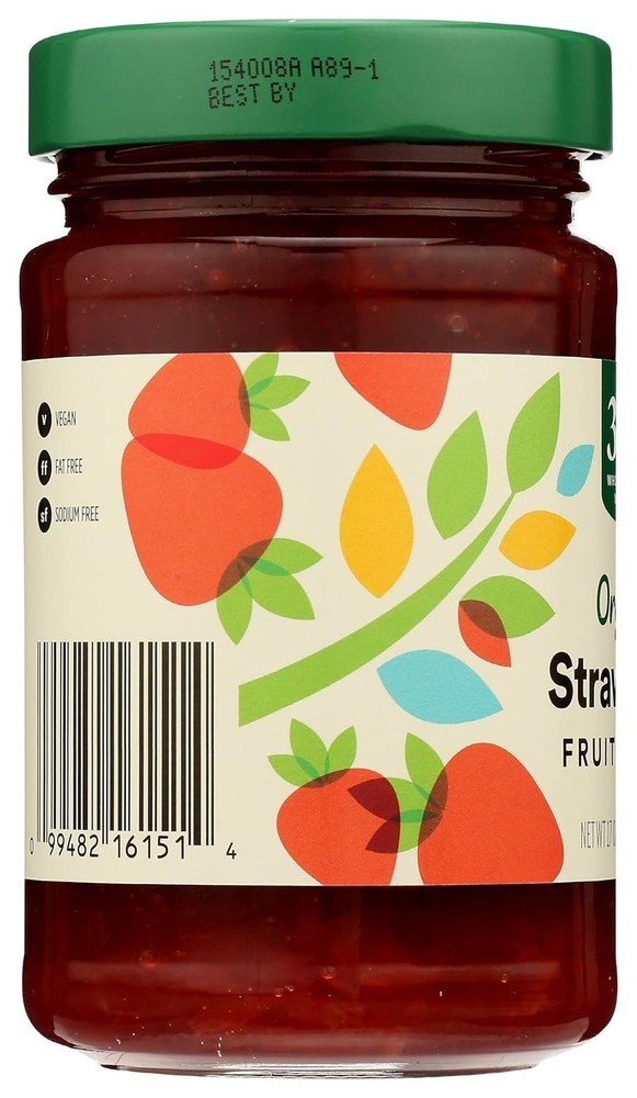 Organic Strawberry Fruit Spread, 17 Ounce, Red