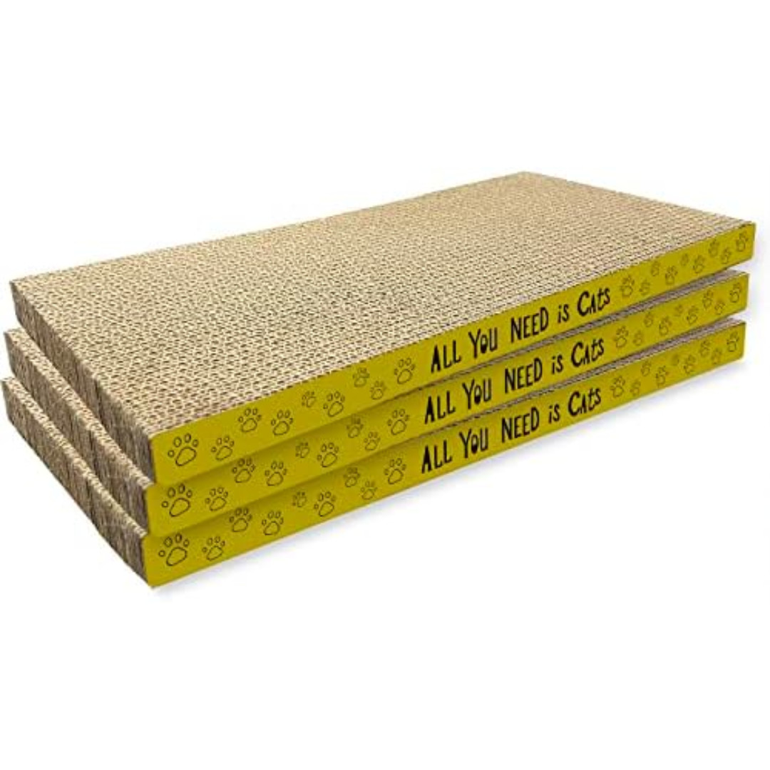 Cardboard Cat Scratcher Pads Cat Scratching Board Dual Side Reusable 3 Pack