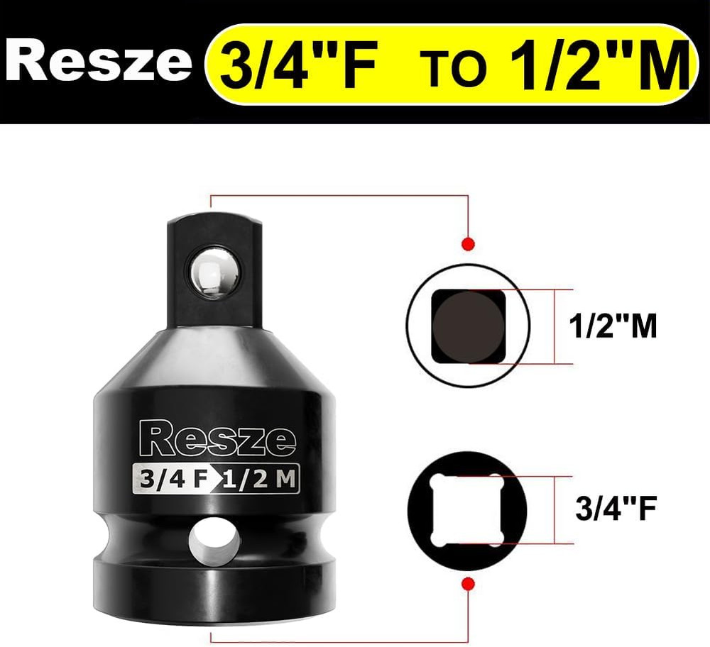 2PCS Impact Socket Adapter and Reducer Set 3/4" To 1/2" & 1/2" To 3/4" Socket