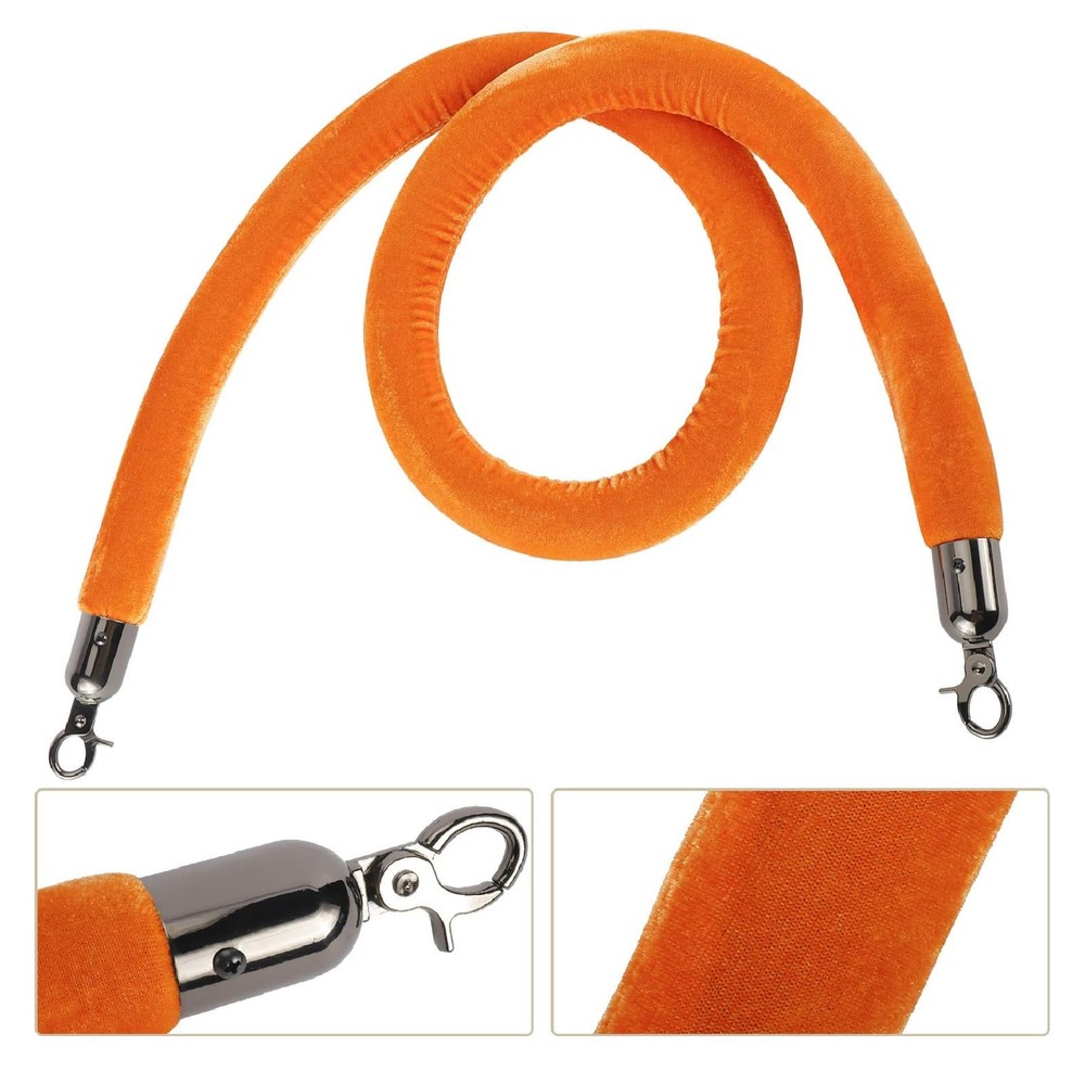 2Pack 5Ft Velvet Rope with Hooks Crowd Control Stanchion Post Queue Line Barrier