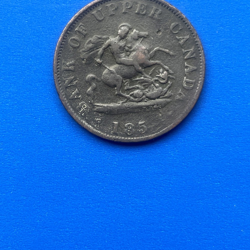 ERROR 185? UPPER CANADA DRAGON SLAYER “ERROR”HALF PENNY MISSING LAST DIGIT RARE!