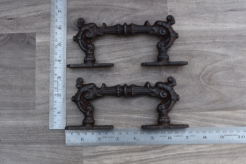 Victorian Handmade iron dragon door cabinet screen handles Knob pull rustic 2 pc