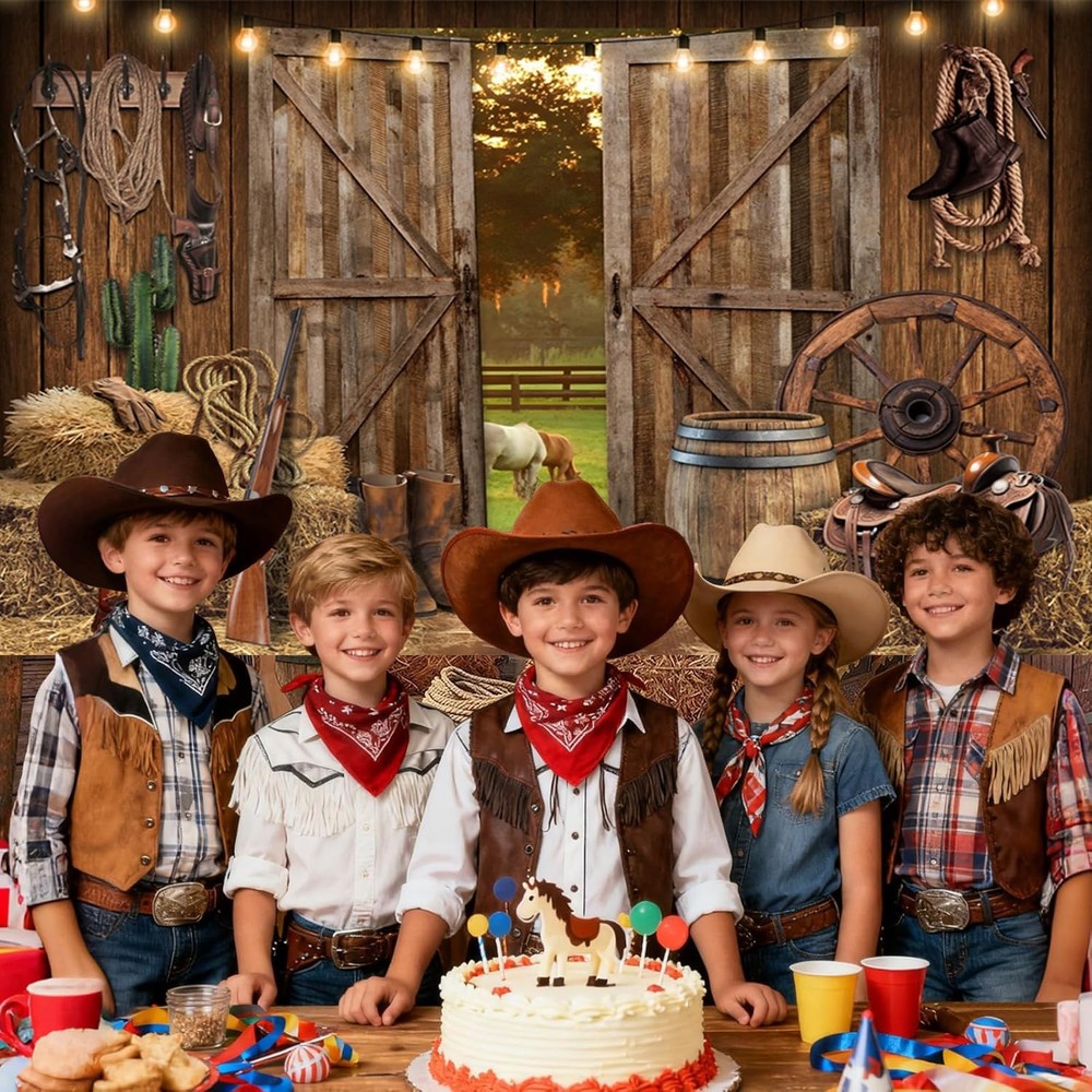 5x3FT Western Cowboy Backdrop, Wild West Rustic Barn Backdrop, Western Theme ...