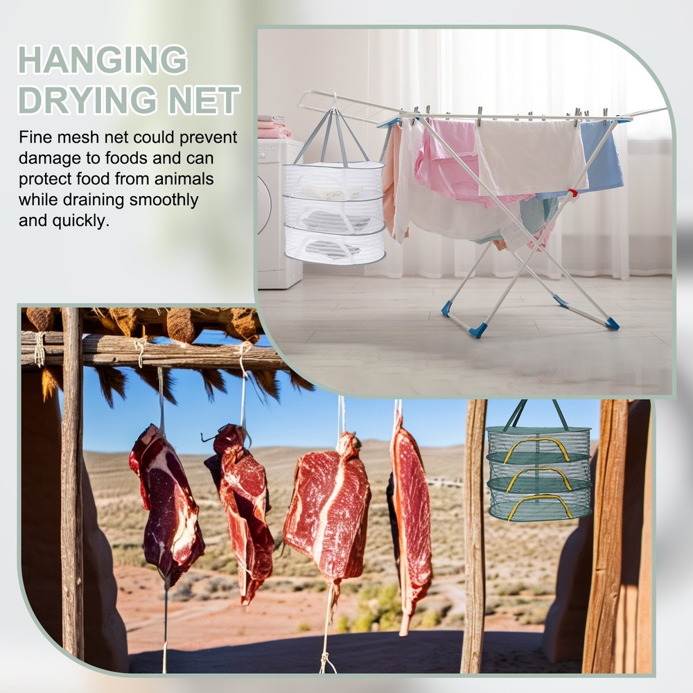 28" Herb Drying Rack Hanging 1 Layer Hanging Mesh Net with Zipper, Grey