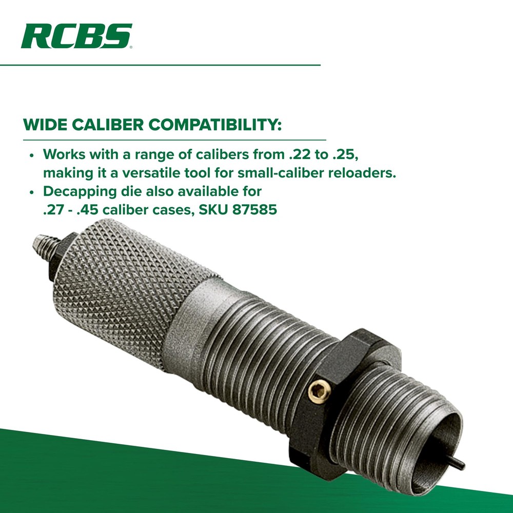 RCBS Decap Die .22-.25 Cal, Universal Decapping for Multi
