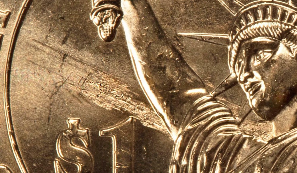 2007 NGC MS65 Struck Thru James Madison Dollar Mint Error Study Piece?