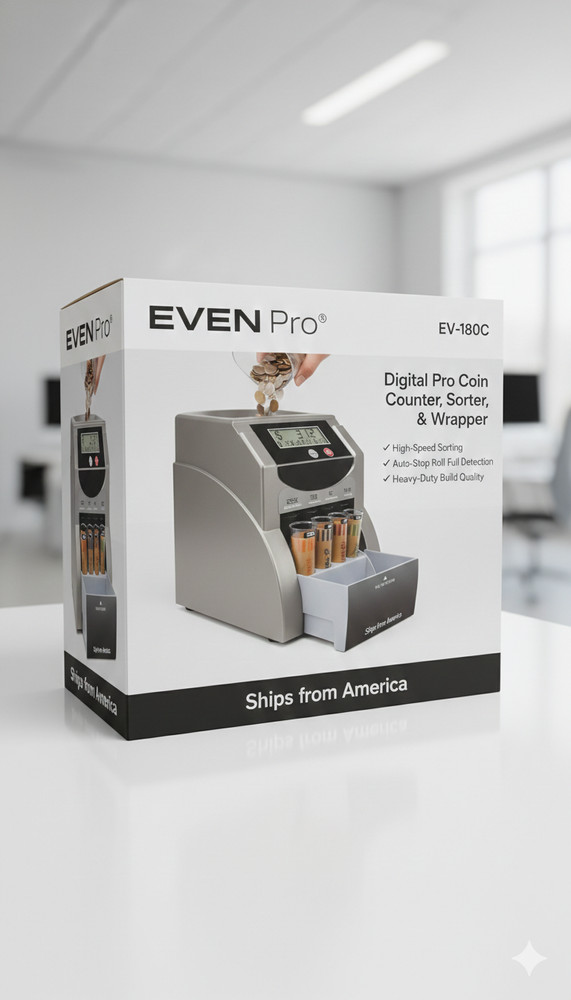 EVEN Pro Digital Coin Counter, Sorter, and Wrapper