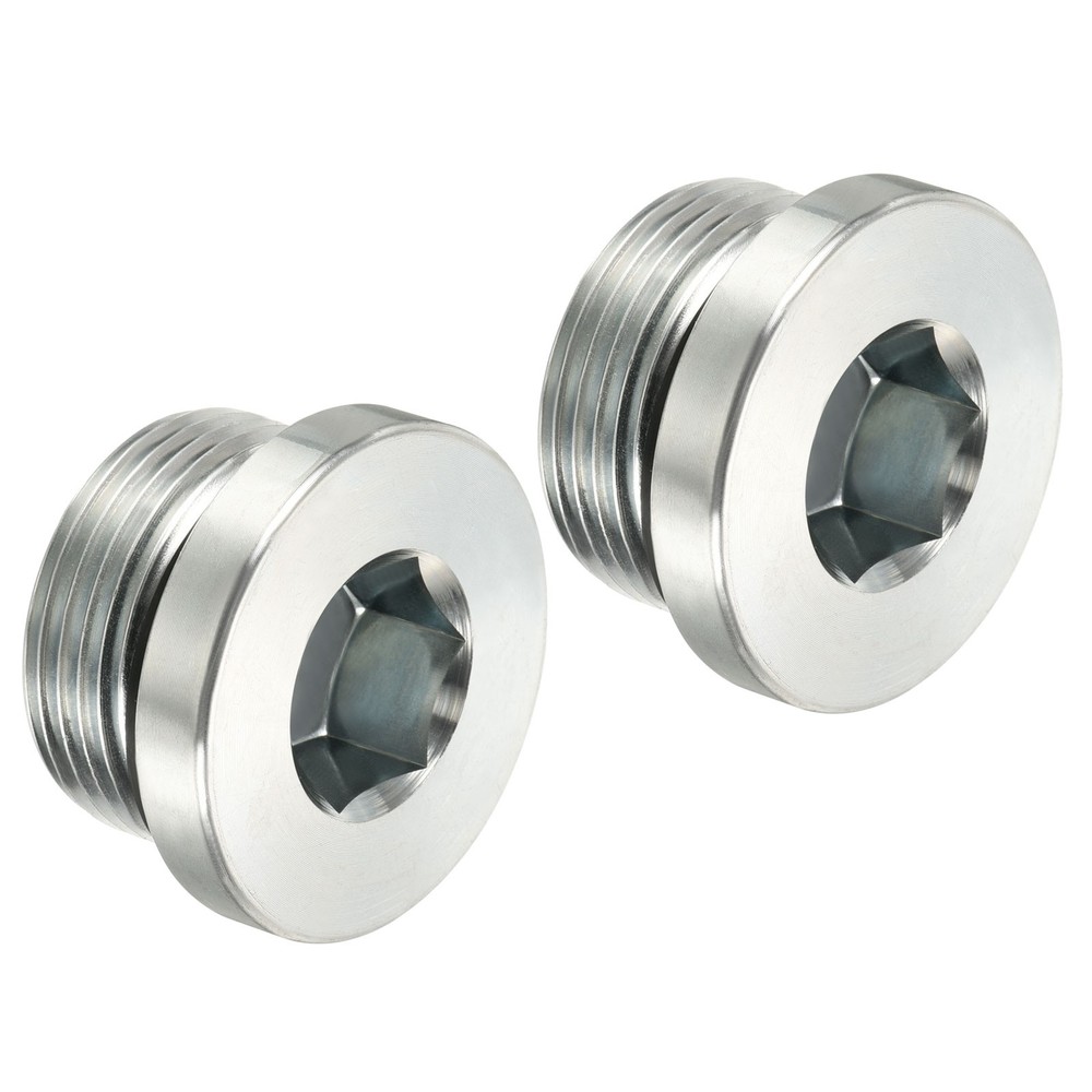 M33*2 Hex Head Pipe Fitting Plug, 2 Pack Male Thread 45# Steel Plug