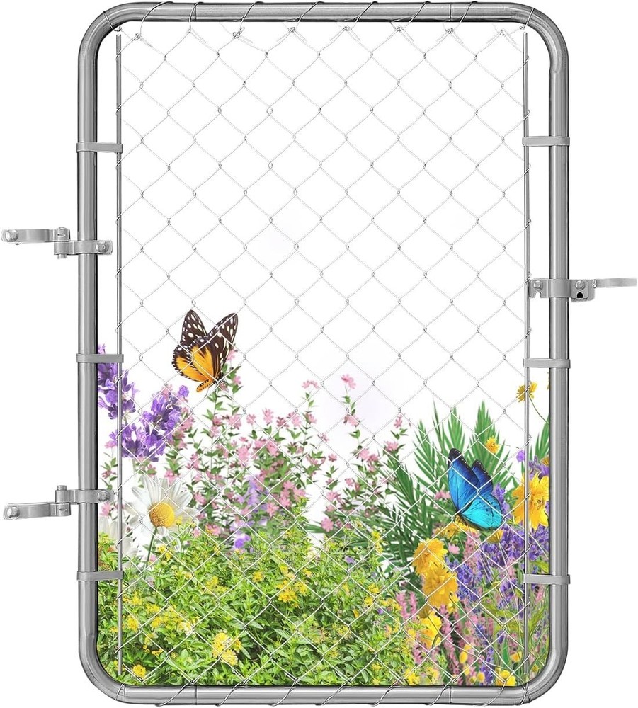 Adjustable Chain Link Fence Gate 32x46" Rust-Resistant Galvanized Yard Security