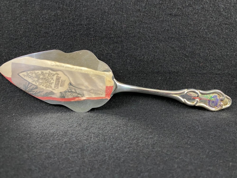 Vintage Silver Plated Cake Pie Server Spatula Engraved Merry Christmas Trowel