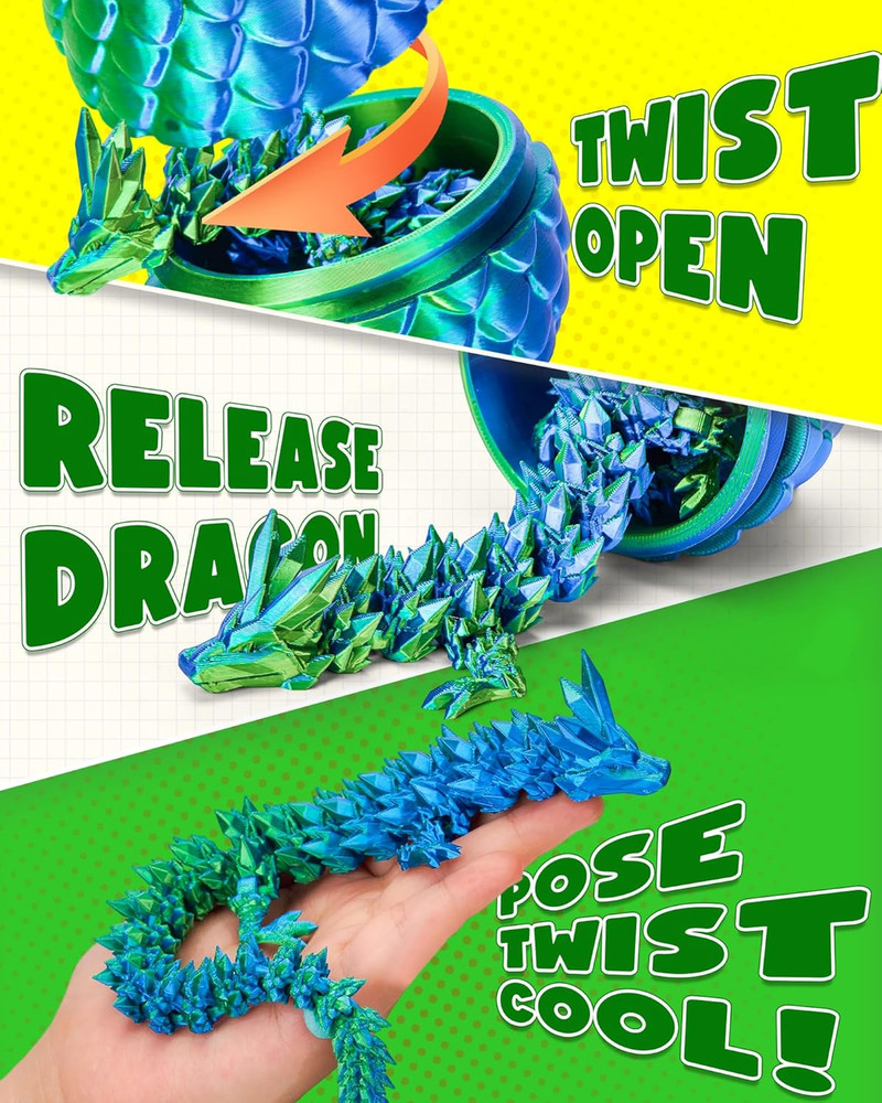 TBOLINE 12" 3D Printed Dragon Egg, Prefilled Easter Eggs Basket Stuffers, Cool A