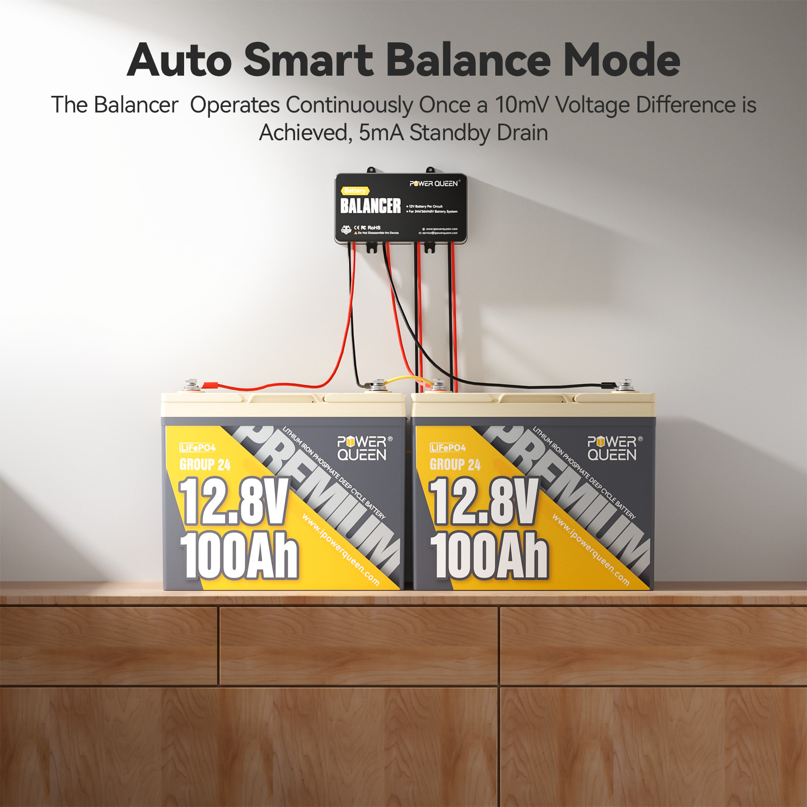Power Queen Battery Balancer Equalizer for 24V/36V/48V System LiFePO4/AGM/Gel