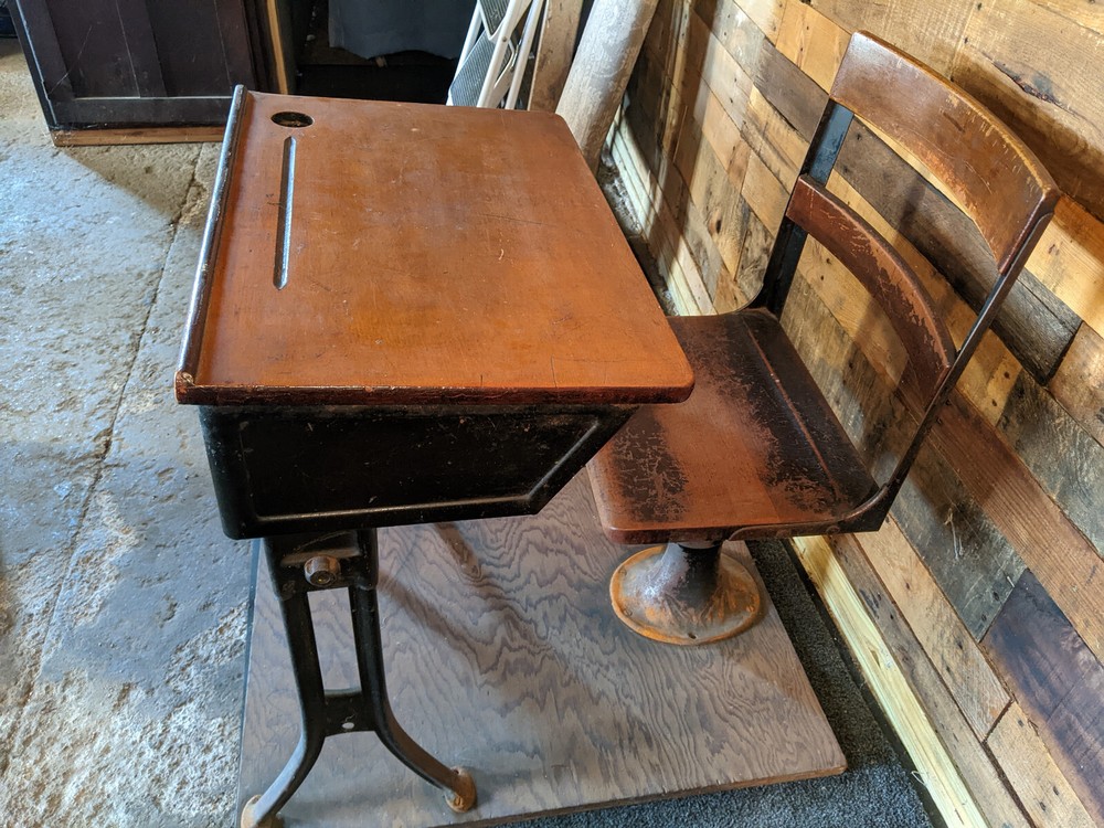 Vintage student school desk