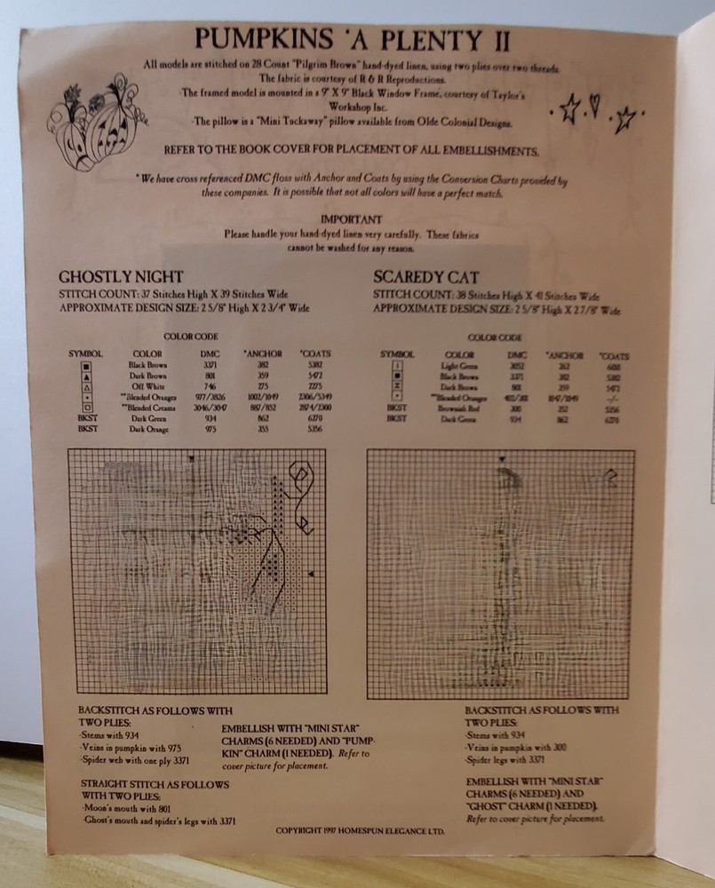Homespun Elegance Cross Stitch Pattern Leaflet: Pumpkins 'A Plenty II