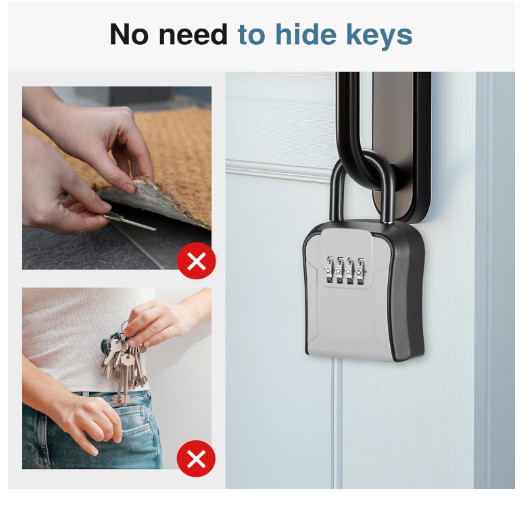 Key Lock Box for Outside-Combination Lockbox for House Key-Portable/Wall Mounted