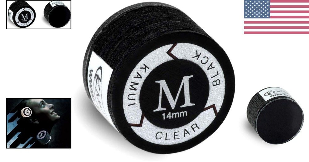 Medium Black Laminated Billiards Cue Tip - 14mm for Consistent Control