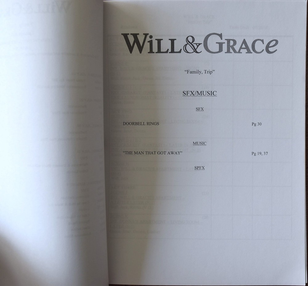 2018 Will & Grace (Family, Trip) Hand Signed Original Screenplay Script