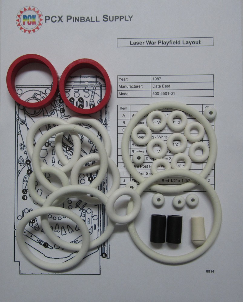 1987 Data East Laser War Rubber Ring Kit - aka Lazer War