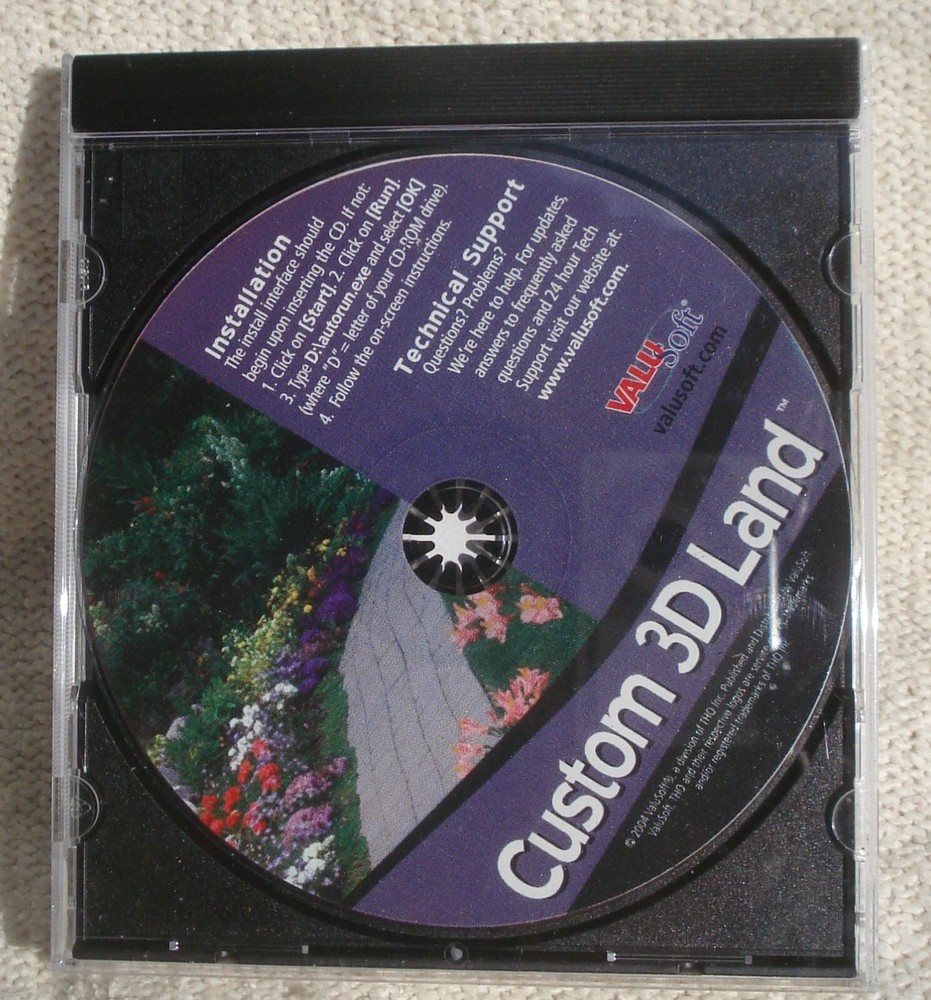 Custom 3D Land Designer Garden Planner PC CD-ROM Windows 98 / ME / XP CD (2004)