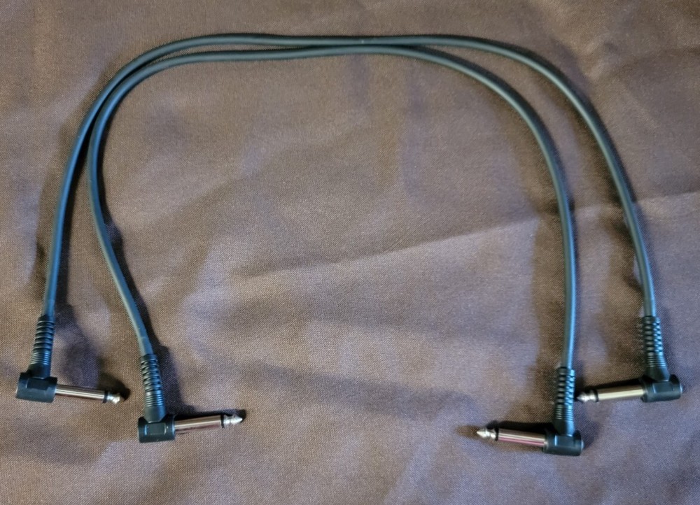 2 TS 1/4 To 1/4 Patch Cables 2 Ft Mono Right Angle To Right Angle