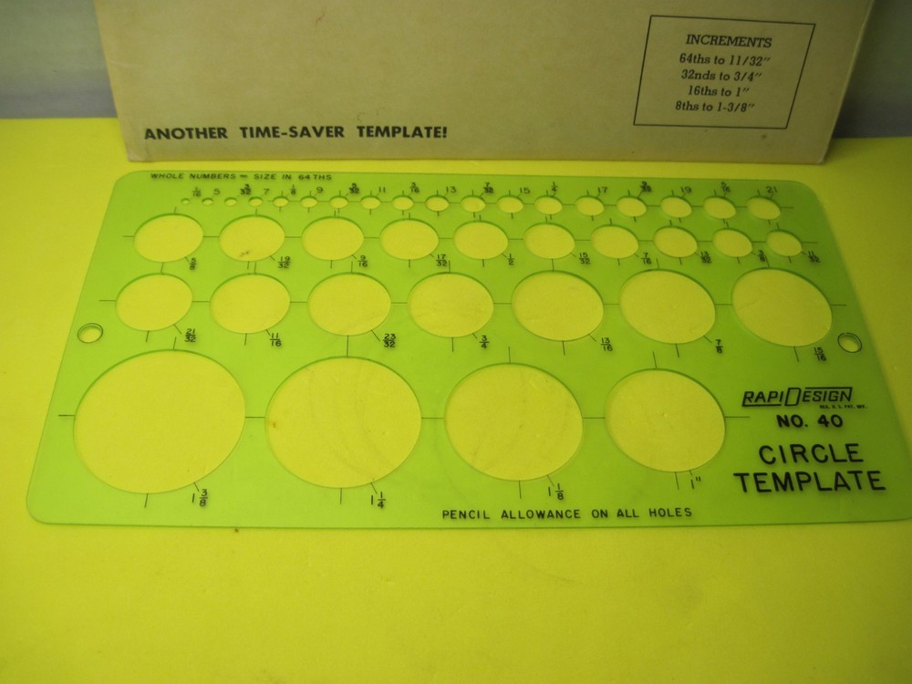 VintRapiDesign Circle Template No. 40 w/envelope; Engineering Drawing Drafting