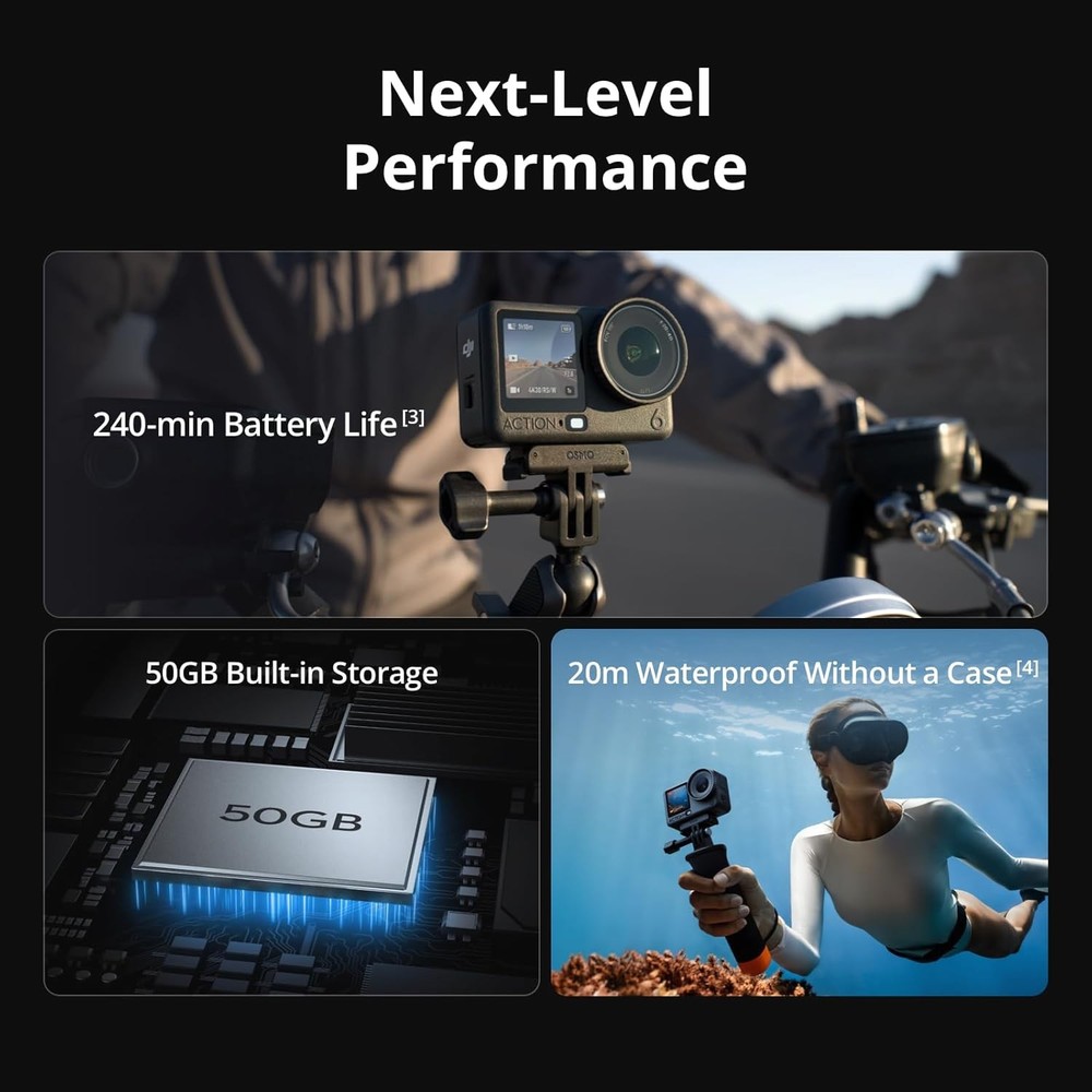 DJI Osmo Action 6 Enhanced Combo - 4K OLED Variable Aperture Action Camera