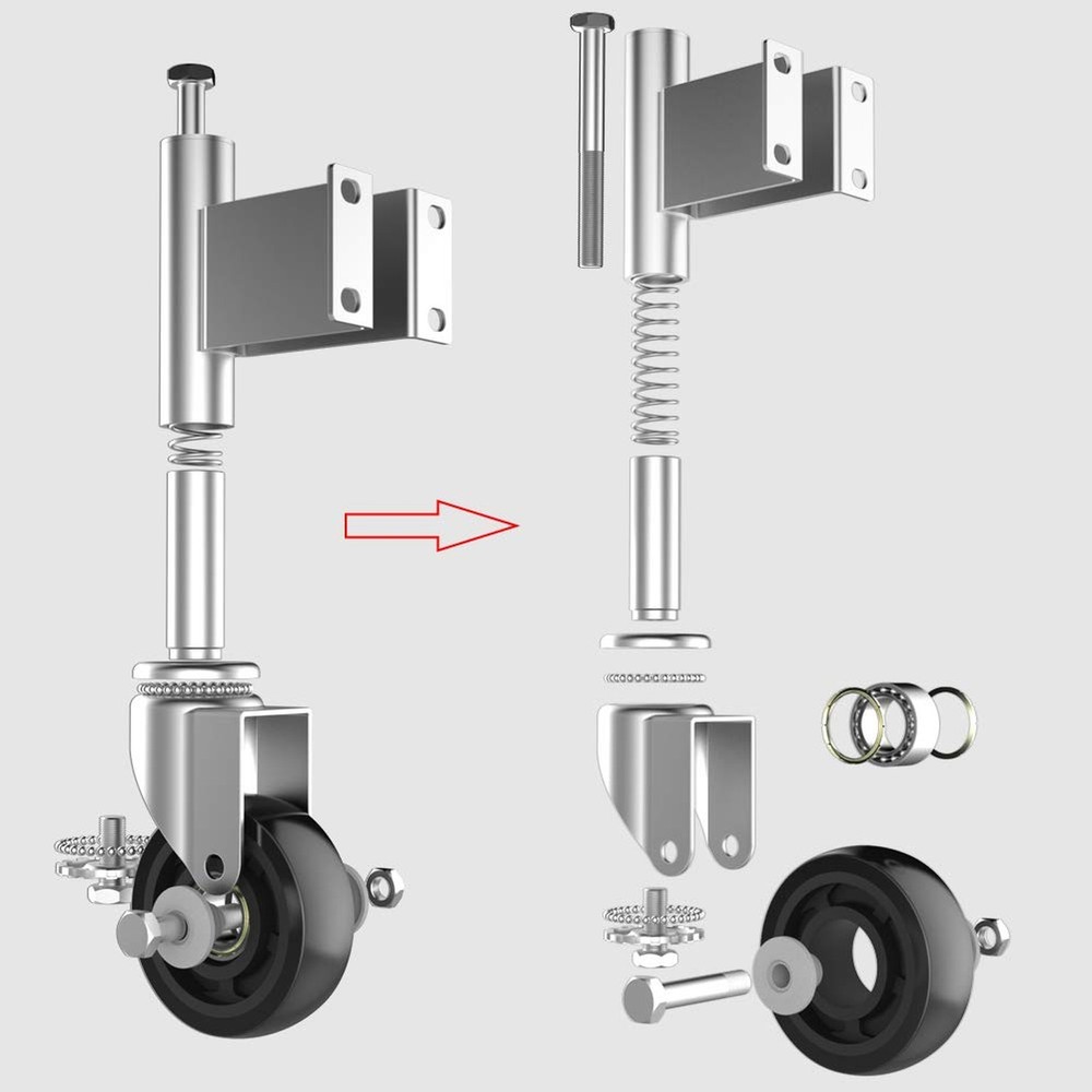 Spring Loaded Gate Casters 4” Heavy Duty Gate Caster Wheels with Hardware