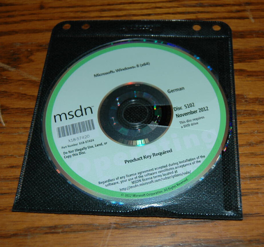 Microsoft MSDN Windows 8 (x64) November 2012 Disc 5102 German