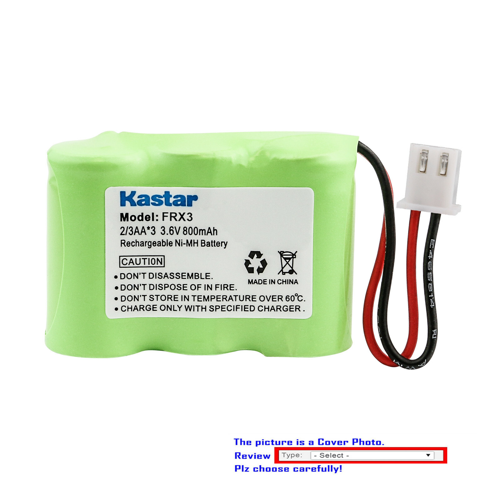 Kastar 2/3AA 3.6V 800mAh Ni-MH Battery for Eton FRX3 Axis Radio FRX3 000010