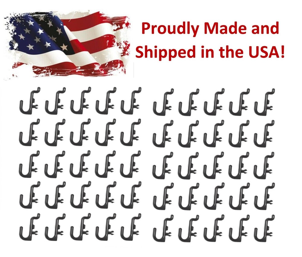 Plastic Black J Hook Pegboard Kit Tool 50 pack wall peg PEGBOARD NOT INCLUDED