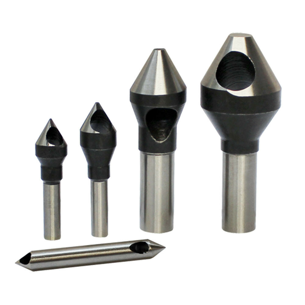 5 PC HSS Countersinks & Deburring Tool Set Straight Shank 60 Degree 1/16 - 9/16