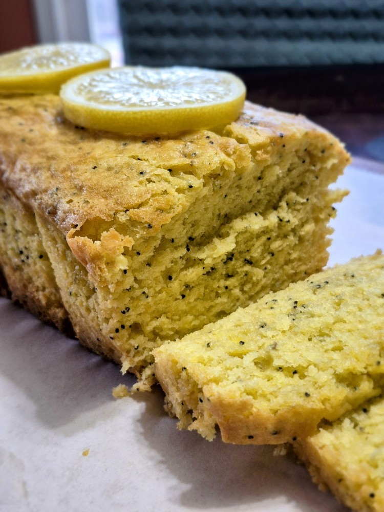 Tangy Lemon Pudding Poppy Seed  Bread Cake. 8.5 x 4.5 Loaf