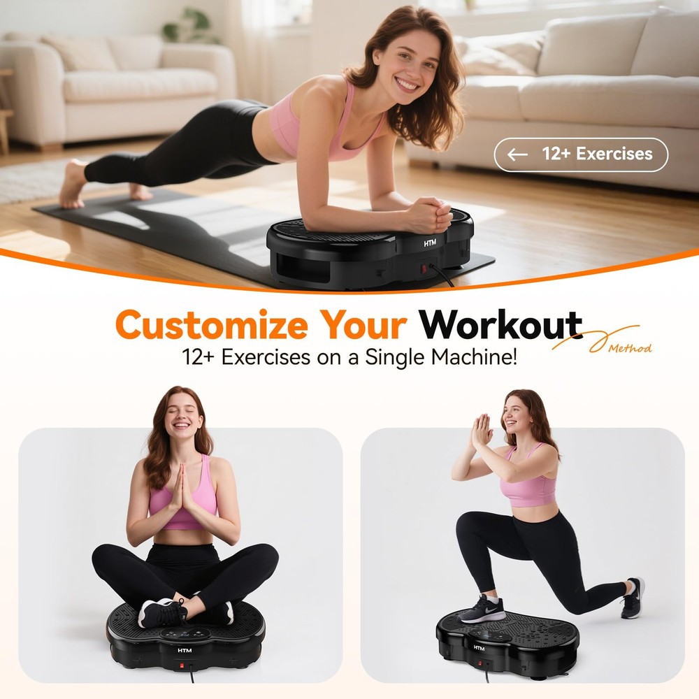HTM Vibration Plate Exercise Machine - 300 lbs Weight Capacity, 120 Speed Lev...
