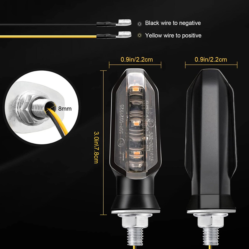 4X Motorcycle Sequential LED Turn Signal Blinker Light Indicator Amber Universal