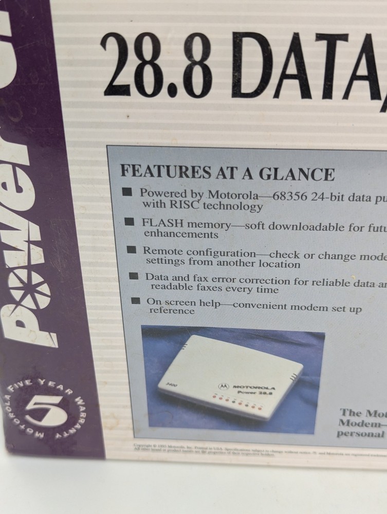 Motorola Power Class 28.8 Data/Fax Modem Macintosh V.34 Vtg Computing