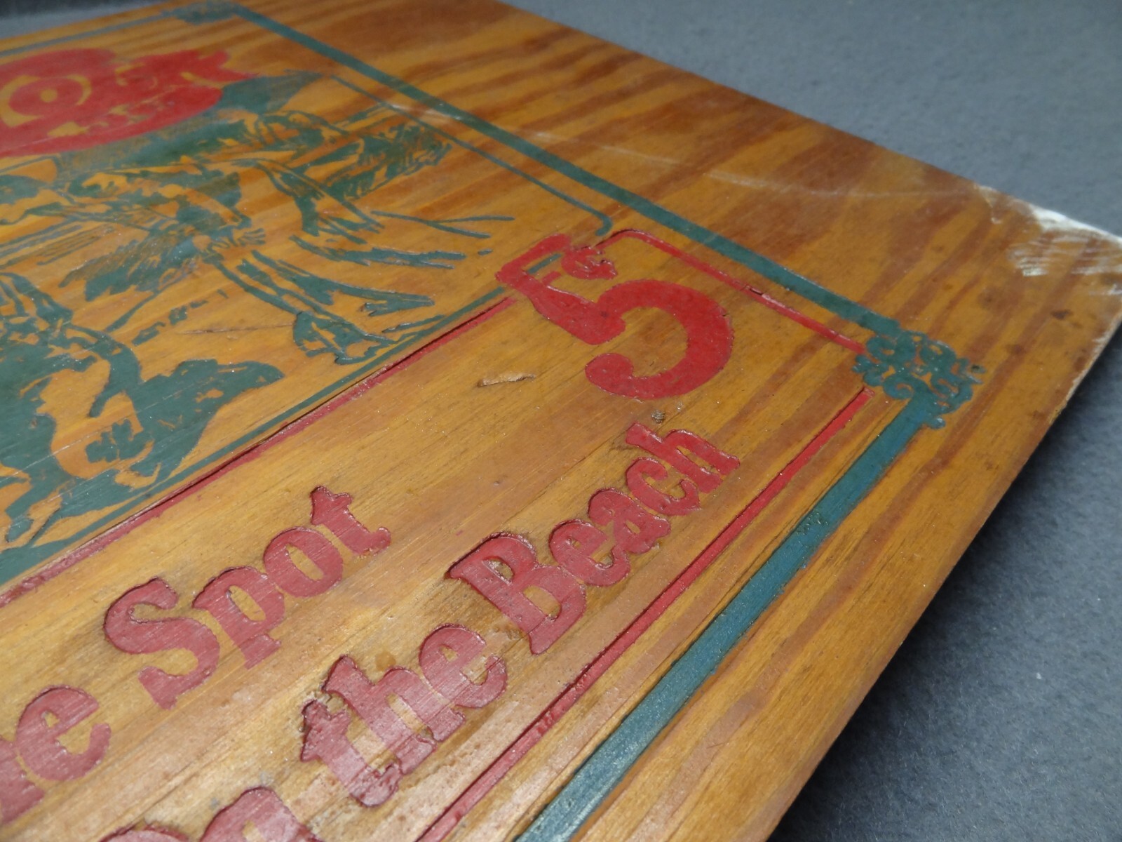 Pepsi-Cola 16" Hits The Spot Down On The Beach Wood Wooden Sign Crate Side VTG